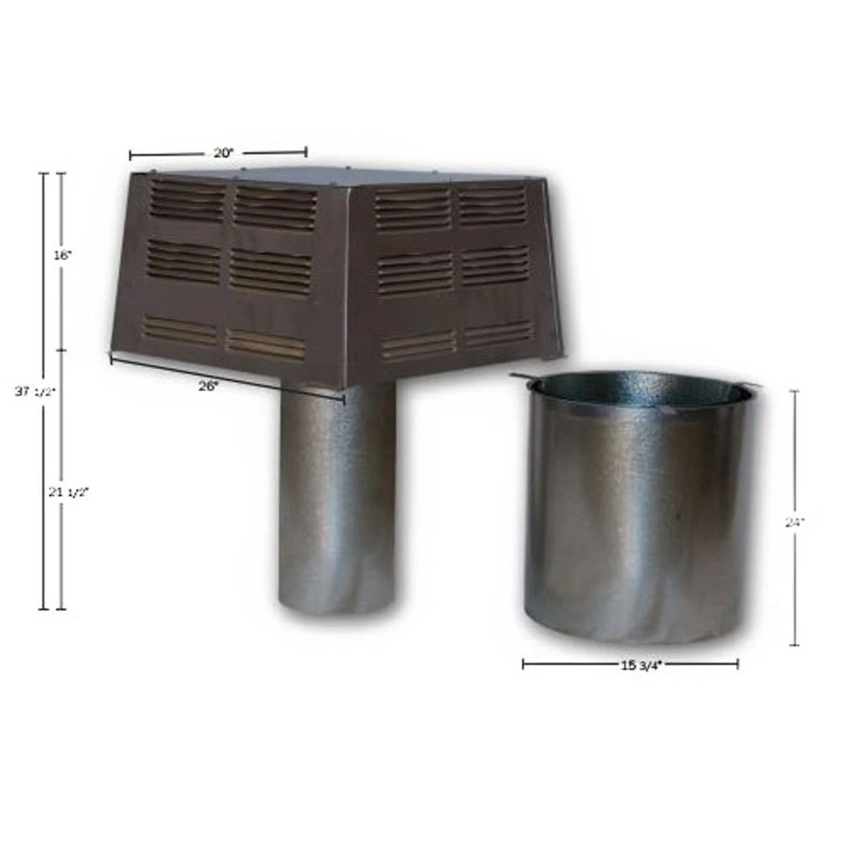 12" Superior Square Chimney Cap With Slip Connector 4 12" Superior Square Chimney Cap With Slip Connector - Image 2