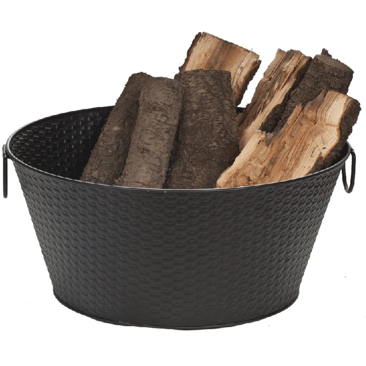 22" Black Wood Bucket - Weave Design - 1530 3 22" Black Wood Bucket - Weave Design - 1530