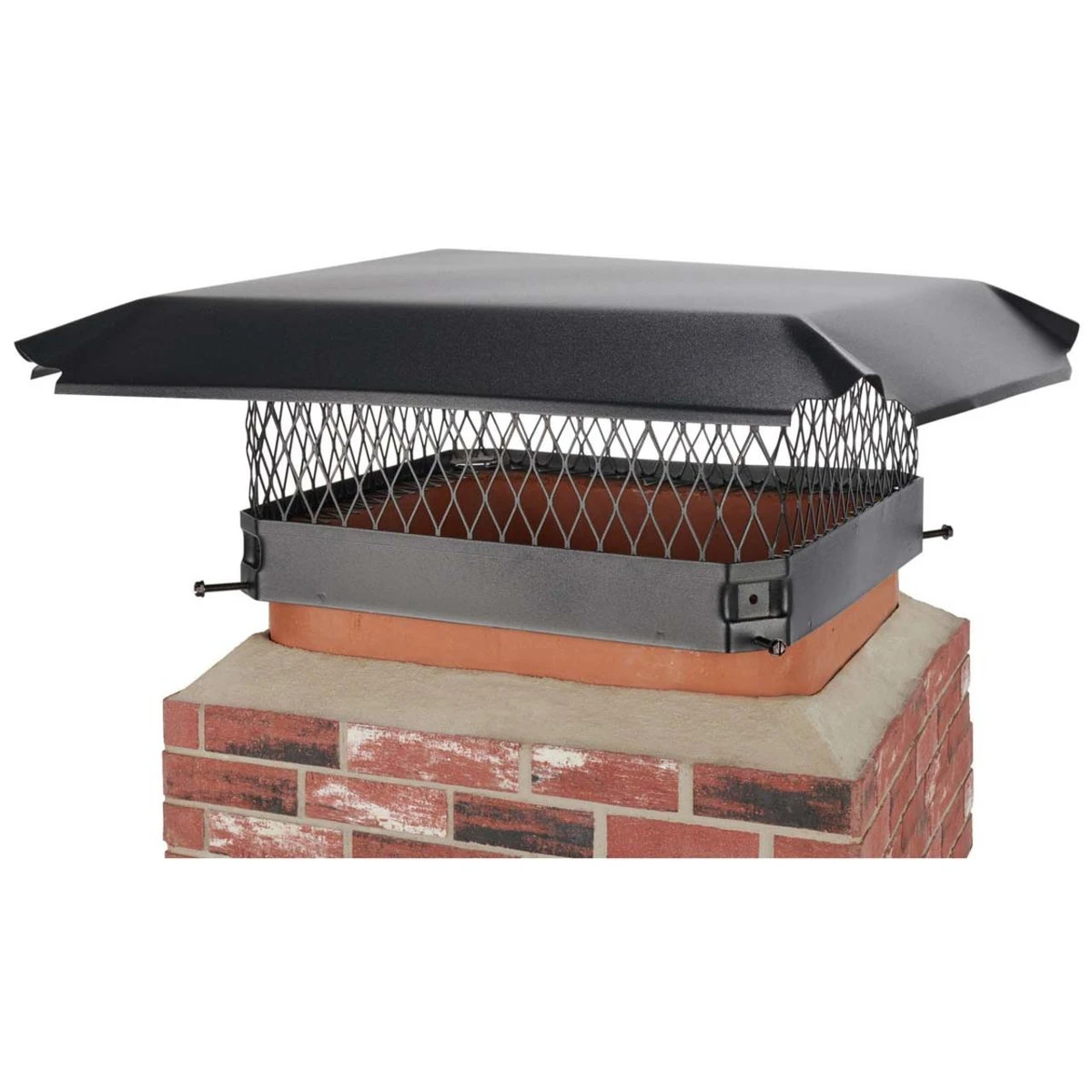 15" X 15" Black Galvanized Single Flue Chimney Cap-3/4" Mesh 4 15" X 15" Black Galvanized Single Flue Chimney Cap-3/4" Mesh - Image 2