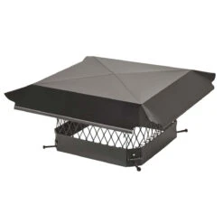 11" X 11" Black Galvanized Single Flue Chimney Cap-3/4" Mesh