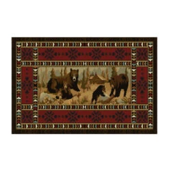 50" High Country Bear's At Cabin Rectangle Hearth Rug - 11050