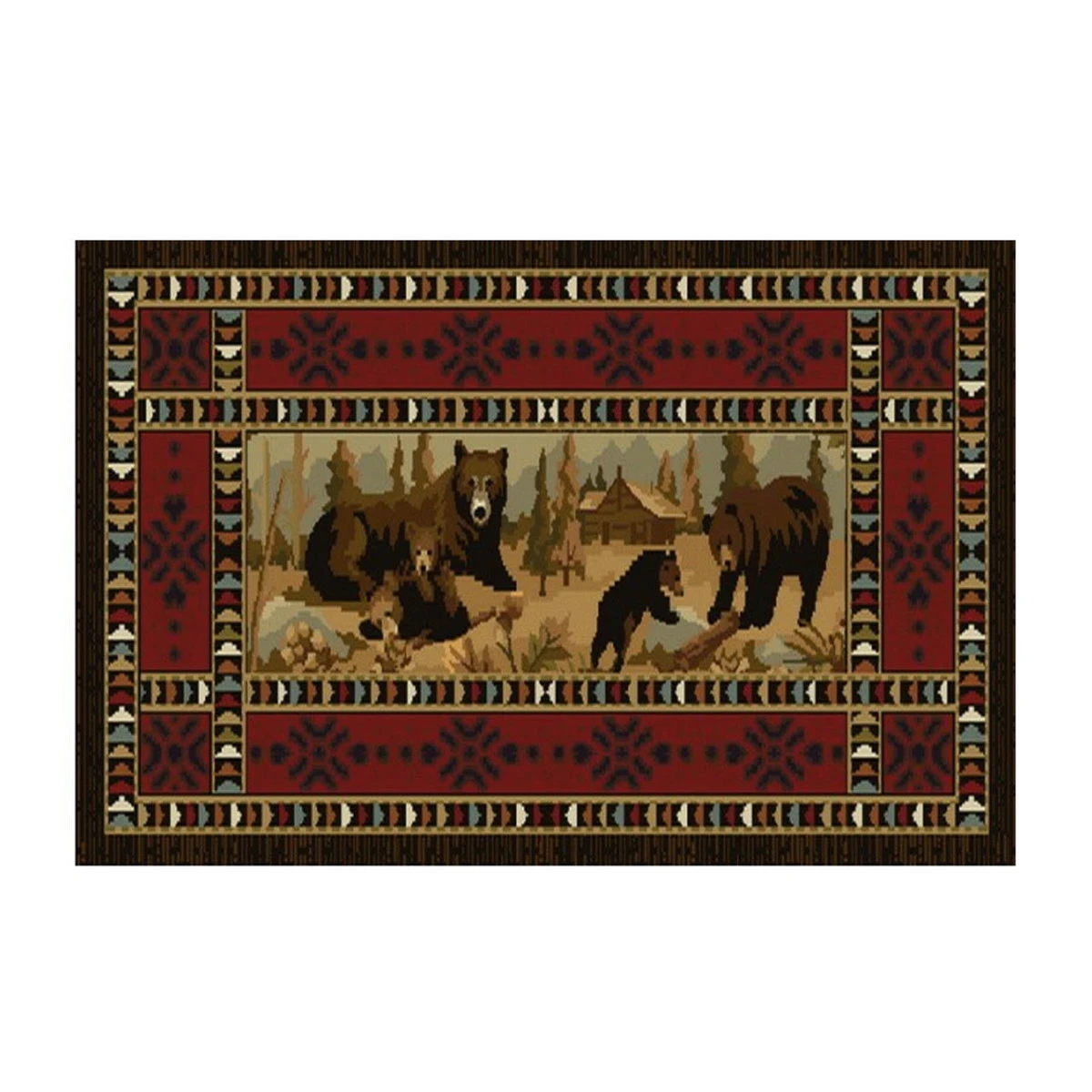 50" High Country Bear's At Cabin Rectangle Hearth Rug - 11050 3 50" High Country Bear's At Cabin Rectangle Hearth Rug - 11050
