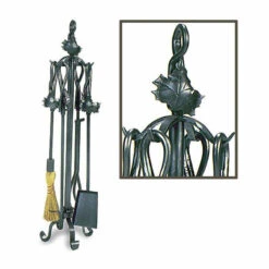 Maple Leaf Fireplace Tool Set-Graphite