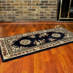 56" Rectangle Blue Oriental Fireplace Rug