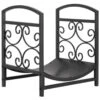 Graphite Log Holder With Scrollwork