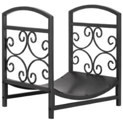 Graphite Log Holder With Scrollwork