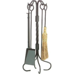 5 Piece Fireplace Tools - Black Wrought Iron - 5810NI