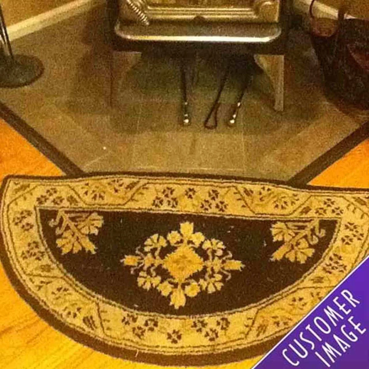44" Half Round Noir Jardin Fireplace Rug 7 44" Half Round Noir Jardin Fireplace Rug - Image 5