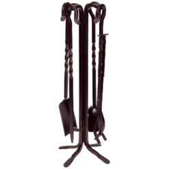 5 Piece Wrought Iron Fireplace Tools - Bronze - AHF302
