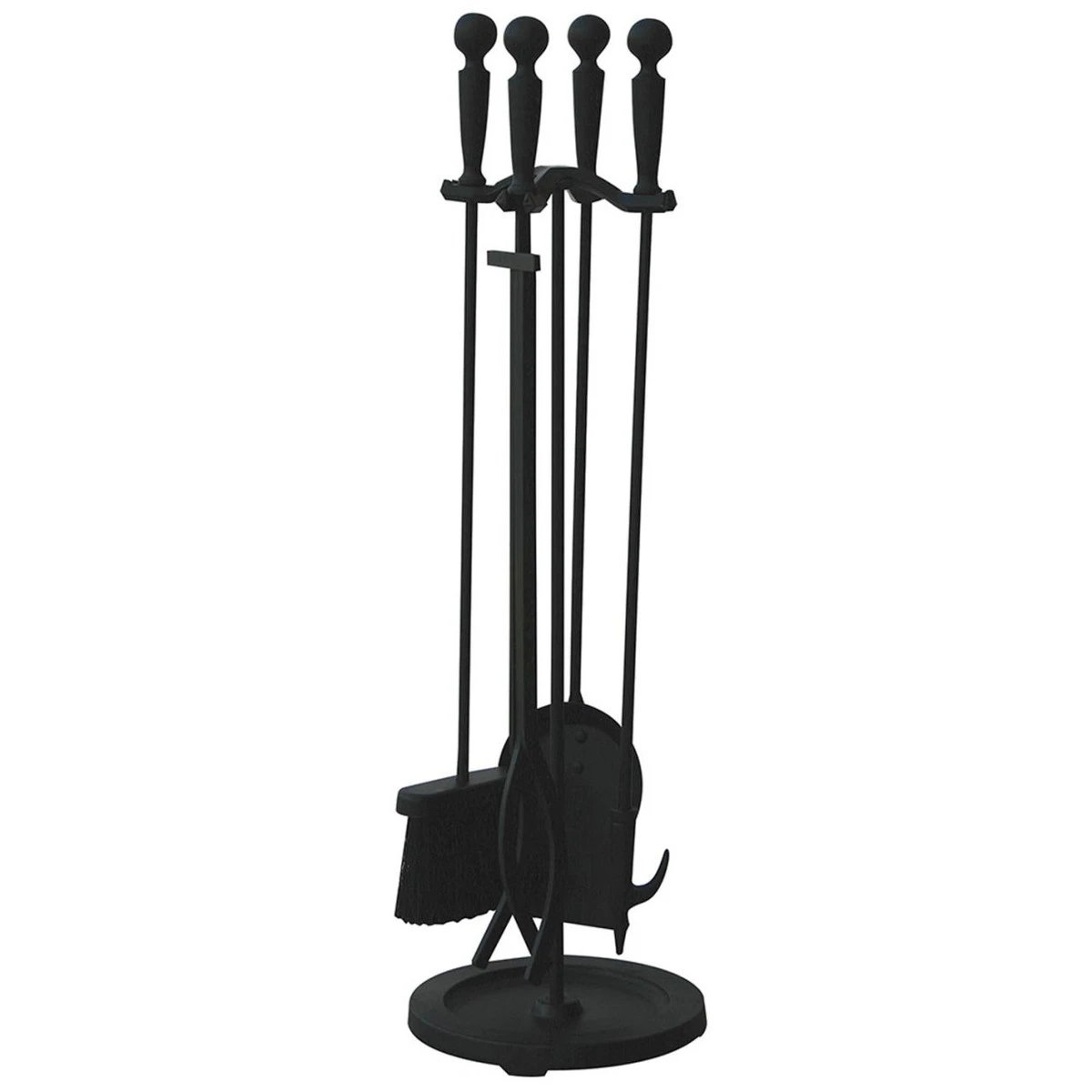 Wrought Iron Fire Tool Set With Ball Handles In Black - 5-Piece 3 Wrought Iron Fire Tool Set With Ball Handles In Black - 5-Piece