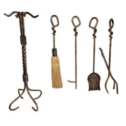 5 Piece Wrought Iron Antique Rust Fireplace Tool Set - F-1695 -Wood Stoves Sales Store il3sxrkfuqkahsgbvz6d 39988.1698368556
