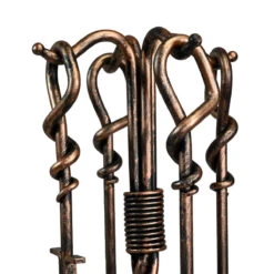 5 Piece Wrought Iron Antique Rust Fireplace Tool Set - F-1695 -Wood Stoves Sales Store ponxnjmxteibtbwic4ma 31552.1698368563