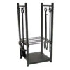 Wrought Iron Log Rack With Fireset In Black