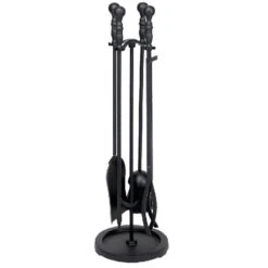 5 Piece Wrought Iron Fireplace Tools - Black - AHF110