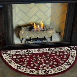 44" Red With Beige Hand Tufted Wool Hearth Rug