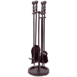 5 Piece Wrought Iron Fireplace Tools - Bronze - AHF550