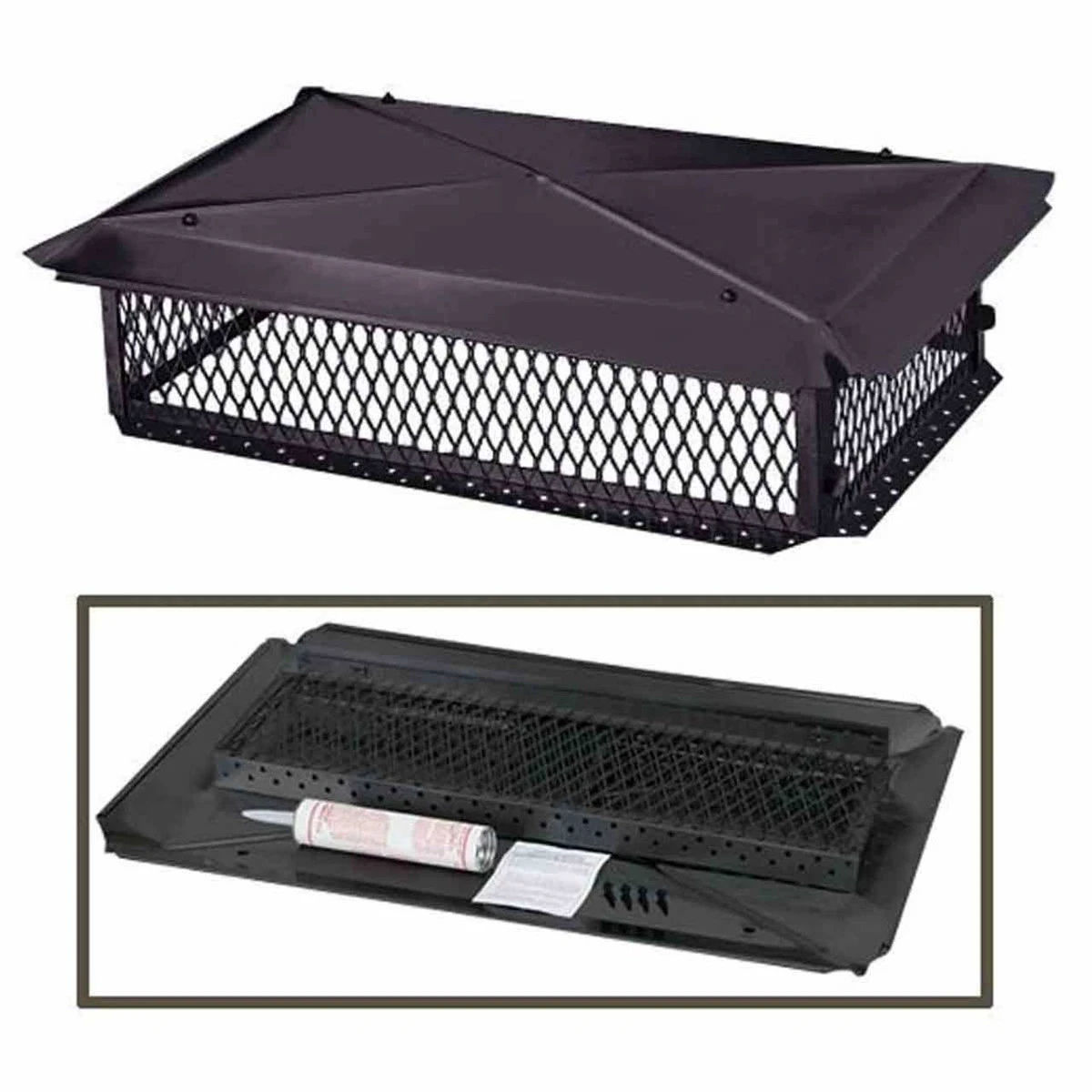 15" X 37" Black Galvanized Multi-Flue Knocked Down Chimney Cap 3 15" X 37" Black Galvanized Multi-Flue Knocked Down Chimney Cap