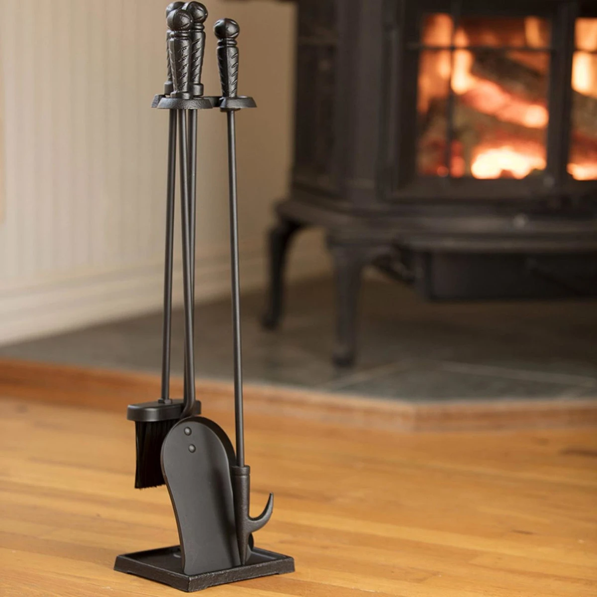 4-Piece Fireset With Ball Handles- Black Finish 4 4-Piece Fireset With Ball Handles- Black Finish - Image 2