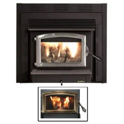 Black Wood Stove Insert With Gold Door - Model 74ZC
