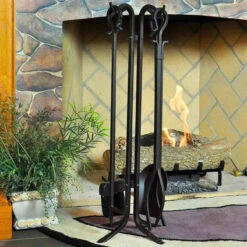 Pilgrim 5 Piece Forged Hearth Fireplace Toolset - Matte Black