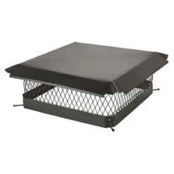 20" X 20" Black Galvanized Single Flue Chimney Cap - 3/4" Mesh