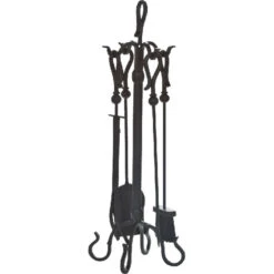 5 Piece Fireplace Tools - Black Wrought Iron - 5813
