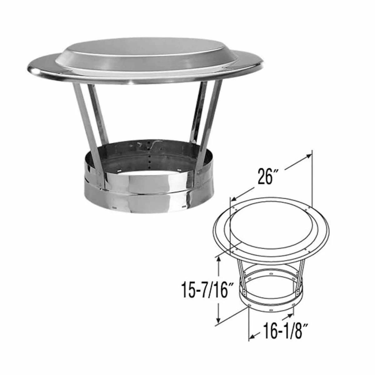 14'' DuraTech Economy Chimney Cap - 14DT-VCE 4 14'' DuraTech Economy Chimney Cap - 14DT-VCE - Image 2