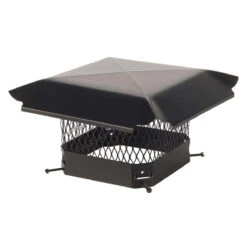 9" X 9" Black Galvanized Single Flue Chimney Cap - 5/8" Mesh